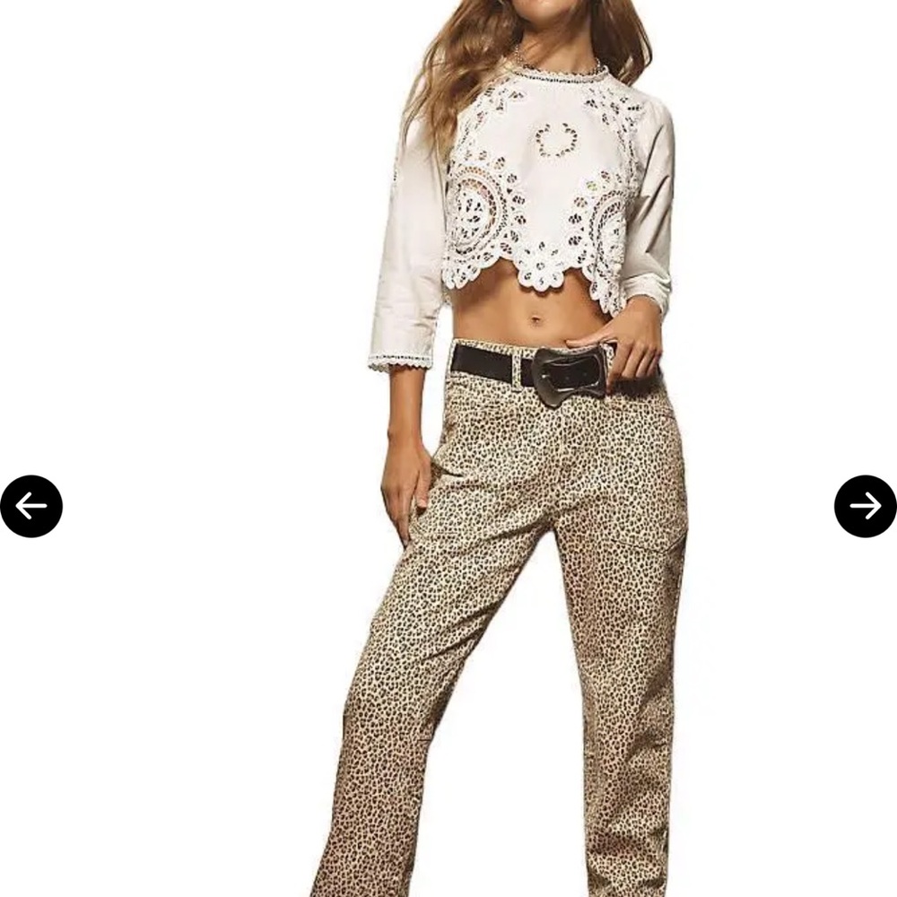 Pilcro Tan Leopard Print Straight Leg Pants